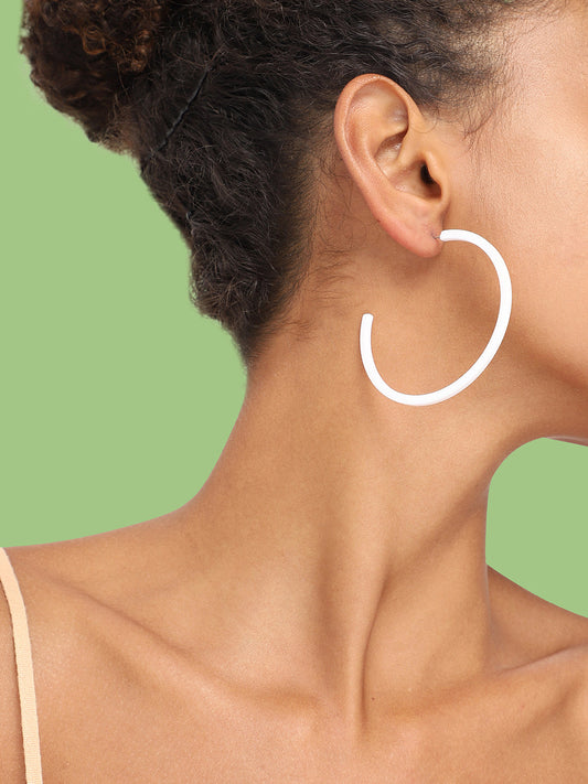 SILVER PLATED PARTY DESIGNER HOOP EARRING FOR WOMEN