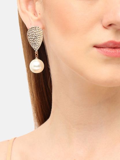 GOLD PLATED PARTY DESIGNER STONE DROP EARRING FOR WOMEN