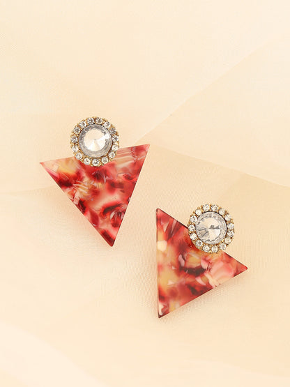 GOLD PLATED PARTY DESIGNER STONE DROP EARRING FOR WOMEN