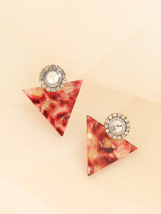 GOLD PLATED PARTY DESIGNER STONE DROP EARRING FOR WOMEN