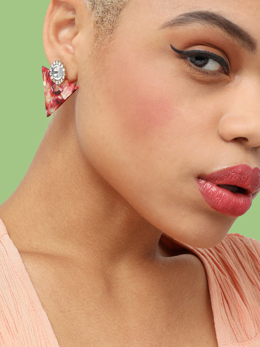 GOLD PLATED PARTY DESIGNER STONE DROP EARRING FOR WOMEN