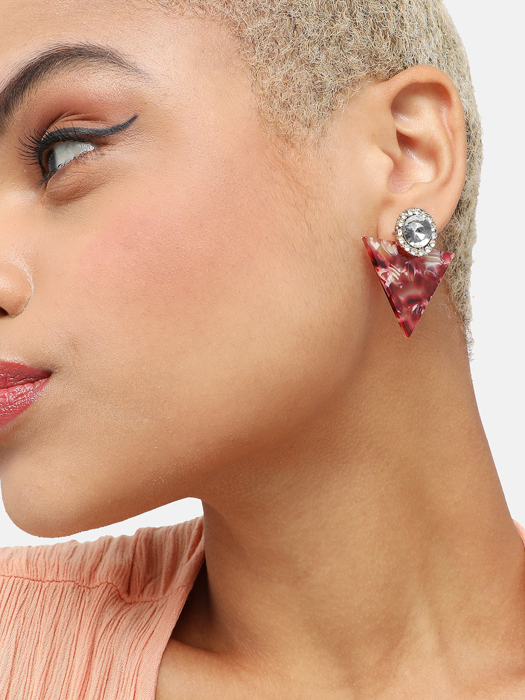GOLD PLATED PARTY DESIGNER STONE DROP EARRING FOR WOMEN