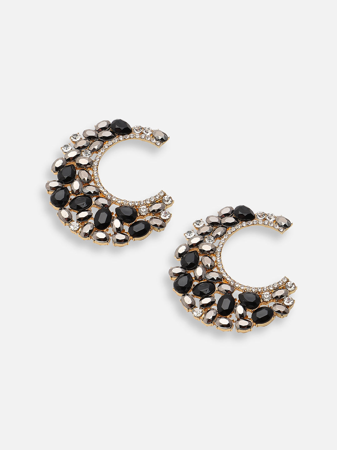 GOLD PLATED PARTY DESIGNER STONE HOOP EARRING FOR WOMEN