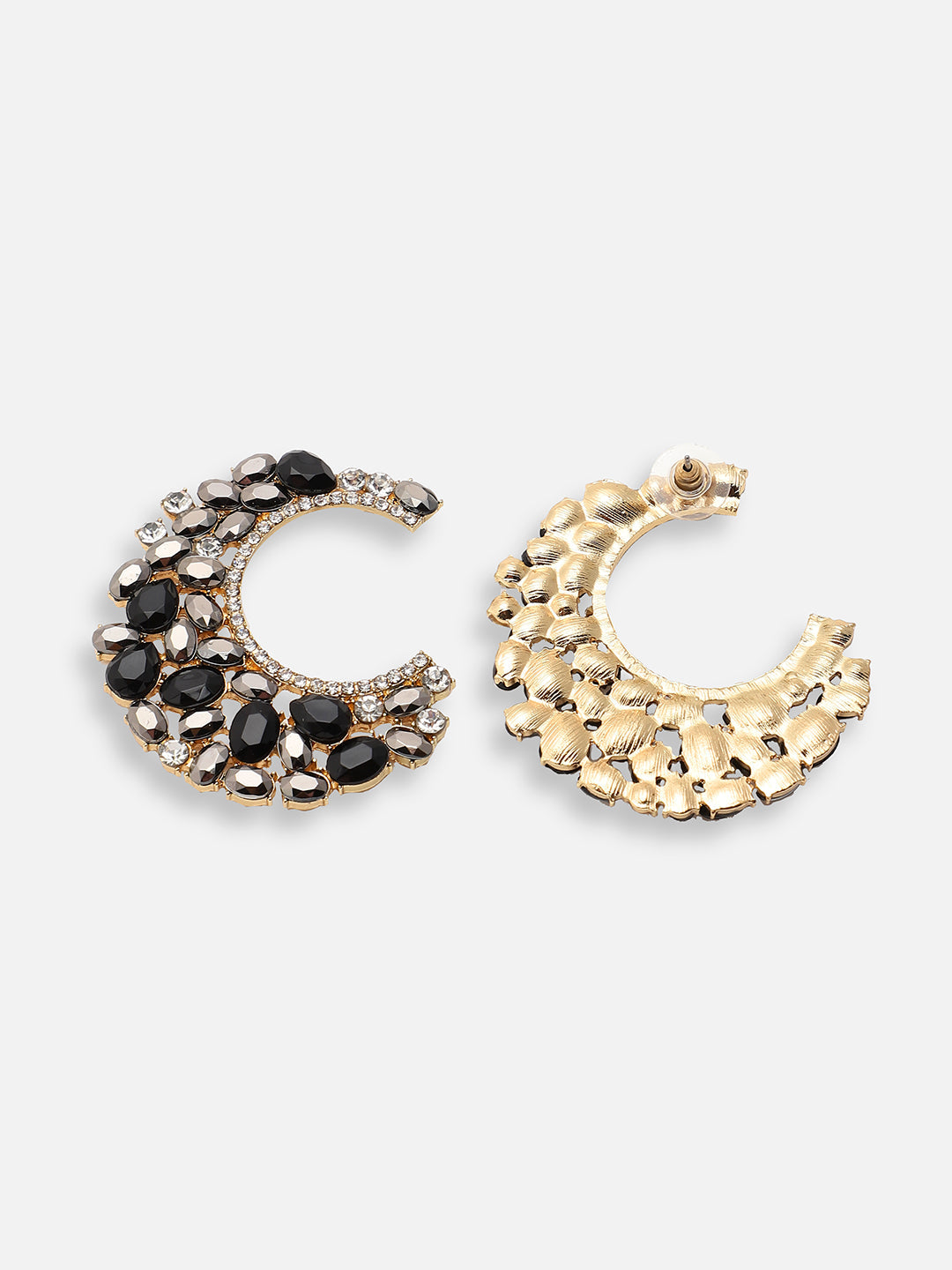 GOLD PLATED PARTY DESIGNER STONE HOOP EARRING FOR WOMEN