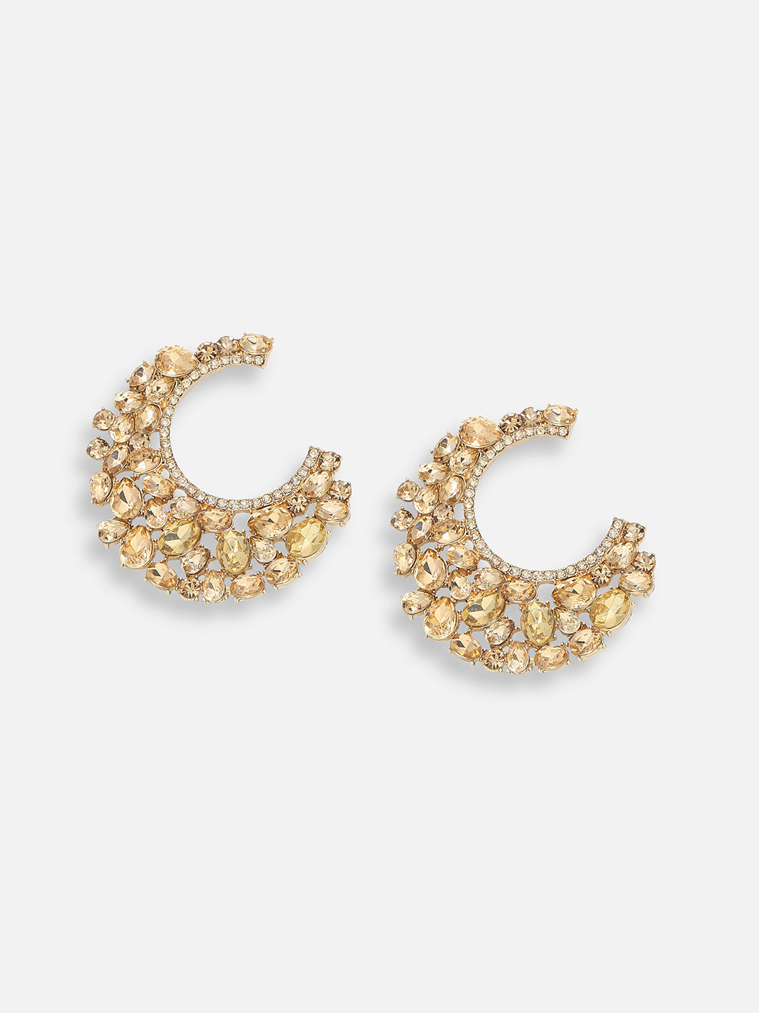 GOLD PLATED PARTY DESIGNER STONE HOOP EARRING FOR WOMEN