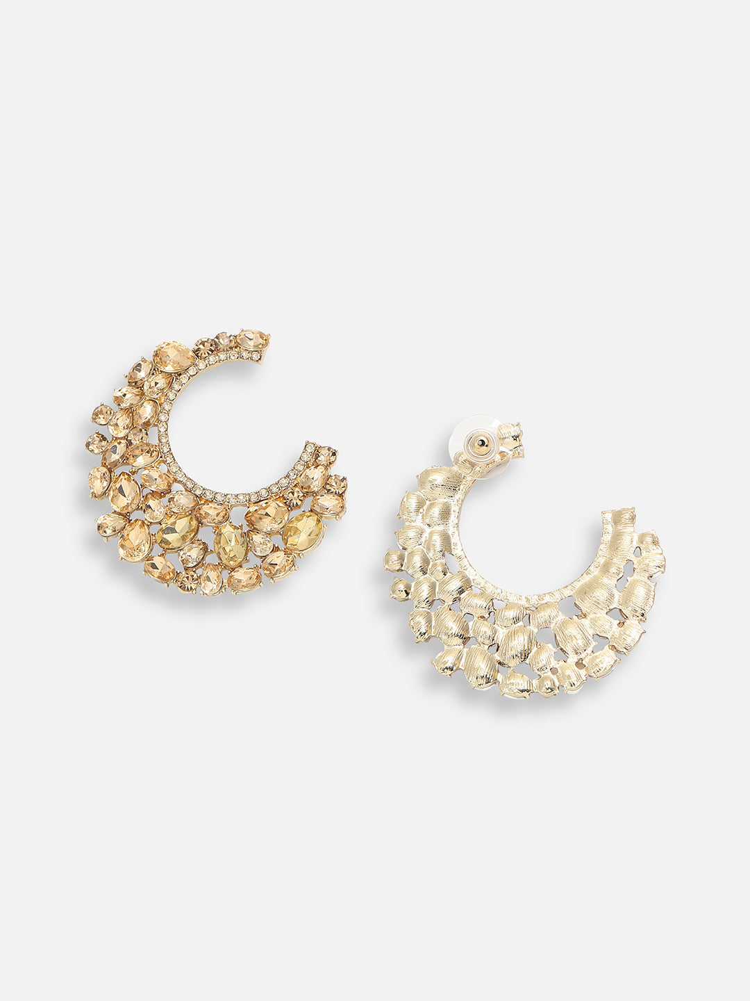 GOLD PLATED PARTY DESIGNER STONE HOOP EARRING FOR WOMEN
