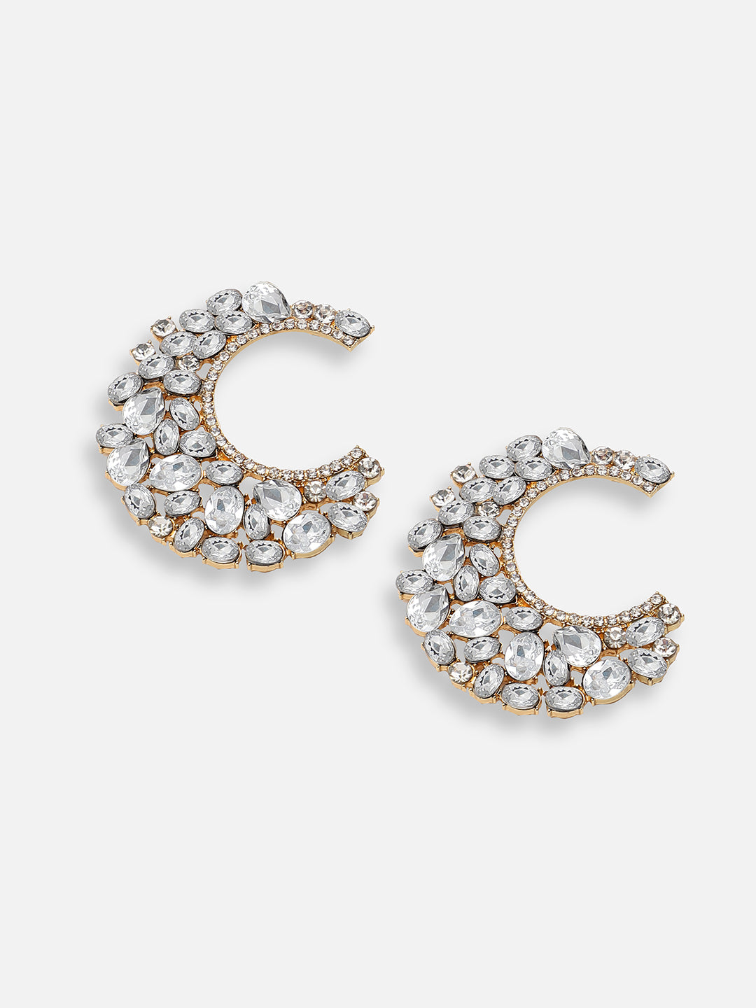 GOLD PLATED PARTY DESIGNER STONE HOOP EARRING FOR WOMEN