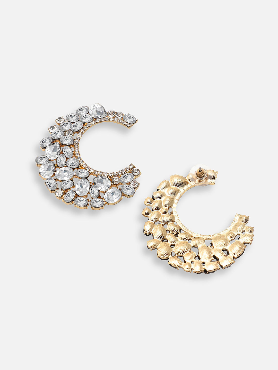 GOLD PLATED PARTY DESIGNER STONE HOOP EARRING FOR WOMEN