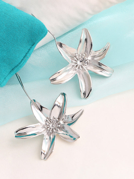 SILVER PLATED PARTY DESIGNER STONE DROP EARRING FOR WOMEN