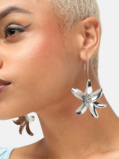 SILVER PLATED PARTY DESIGNER STONE DROP EARRING FOR WOMEN