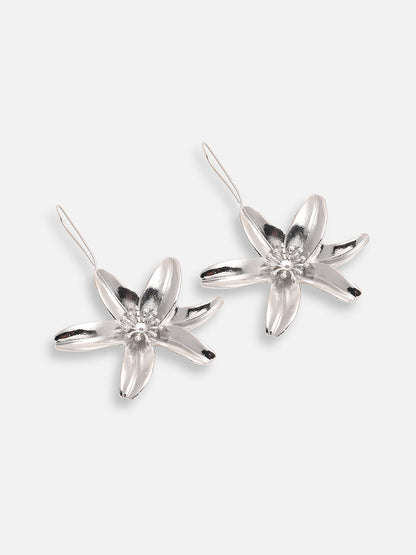 SILVER PLATED PARTY DESIGNER STONE DROP EARRING FOR WOMEN