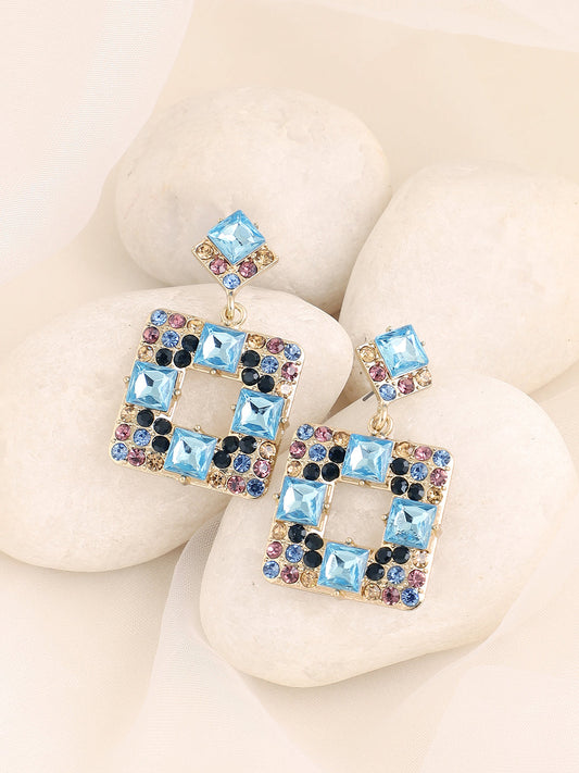 GOLD PLATED PARTY DESIGNER STONE DROP EARRING FOR WOMEN