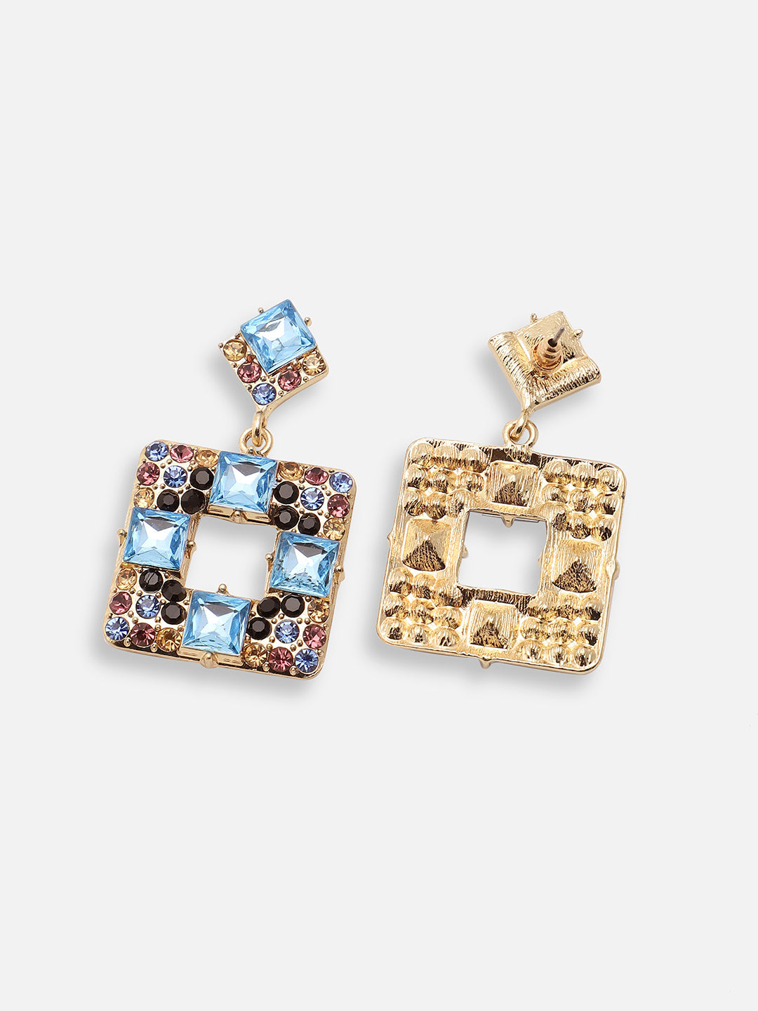 GOLD PLATED PARTY DESIGNER STONE DROP EARRING FOR WOMEN