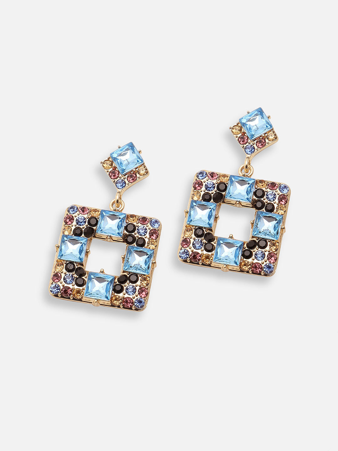 GOLD PLATED PARTY DESIGNER STONE DROP EARRING FOR WOMEN