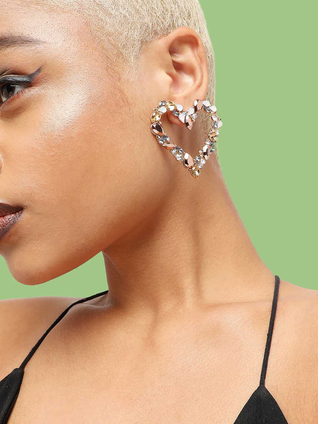 GOLD PLATED PARTY DESIGNER STONE STUD FOR WOMEN