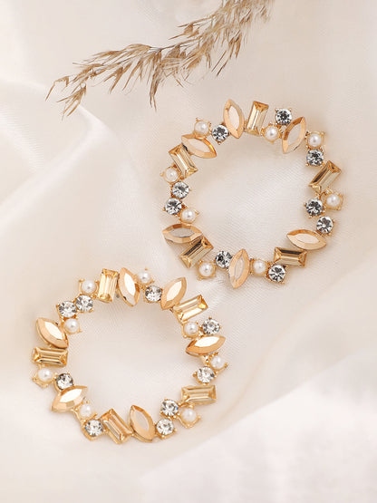 GOLD PLATED PARTY DESIGNER STONE STUD FOR WOMEN