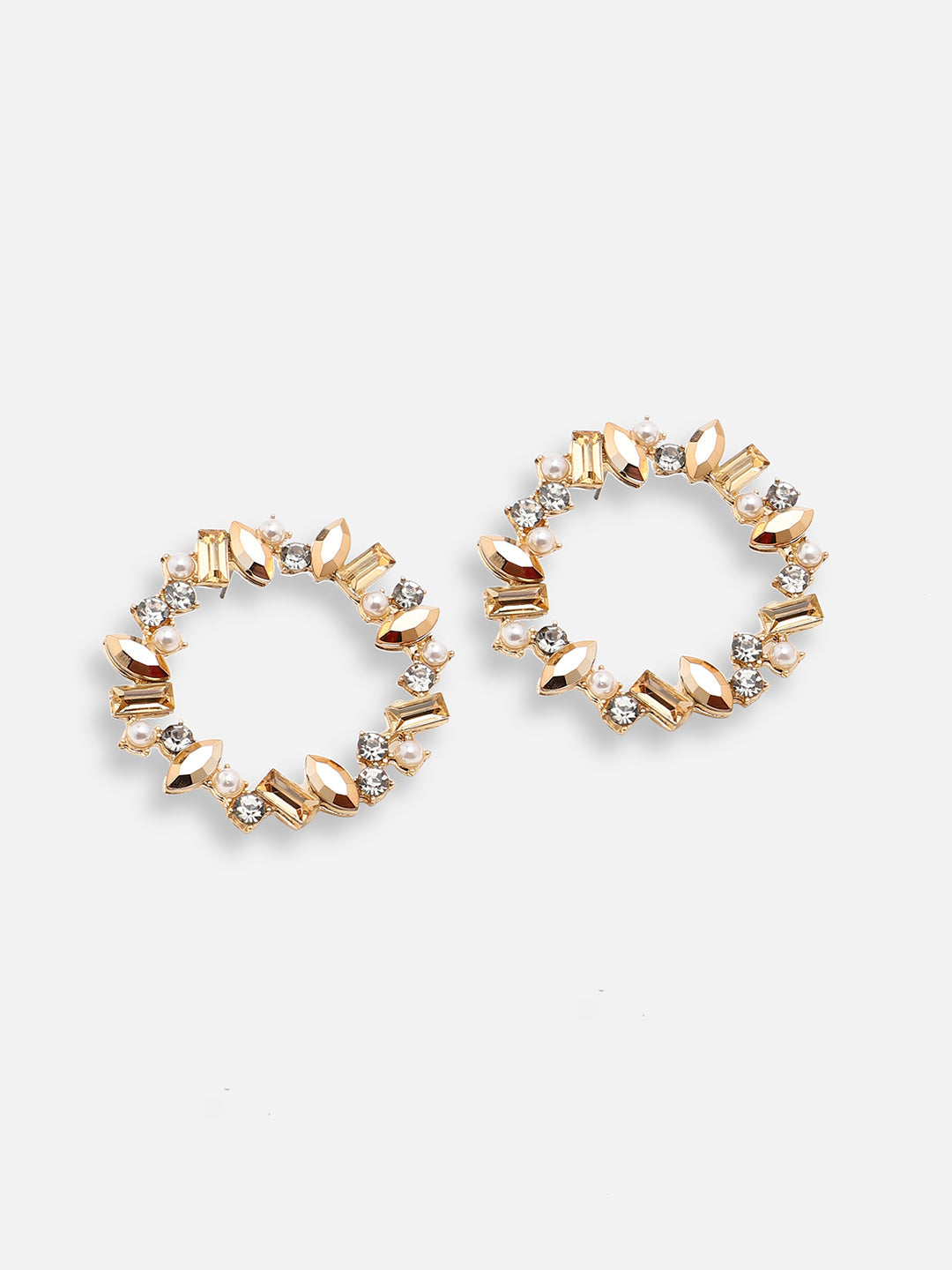 GOLD PLATED PARTY DESIGNER STONE STUD FOR WOMEN