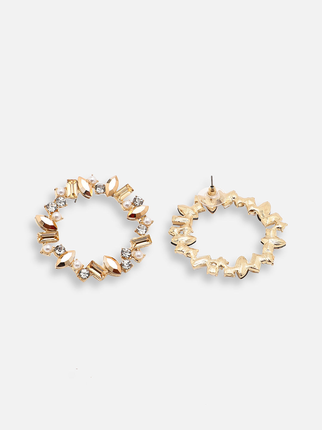 GOLD PLATED PARTY DESIGNER STONE STUD FOR WOMEN