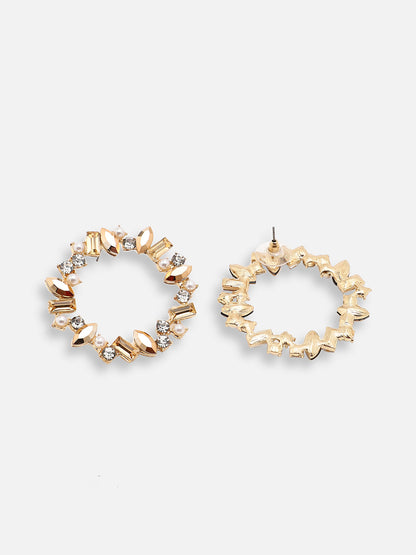 GOLD PLATED PARTY DESIGNER STONE STUD FOR WOMEN
