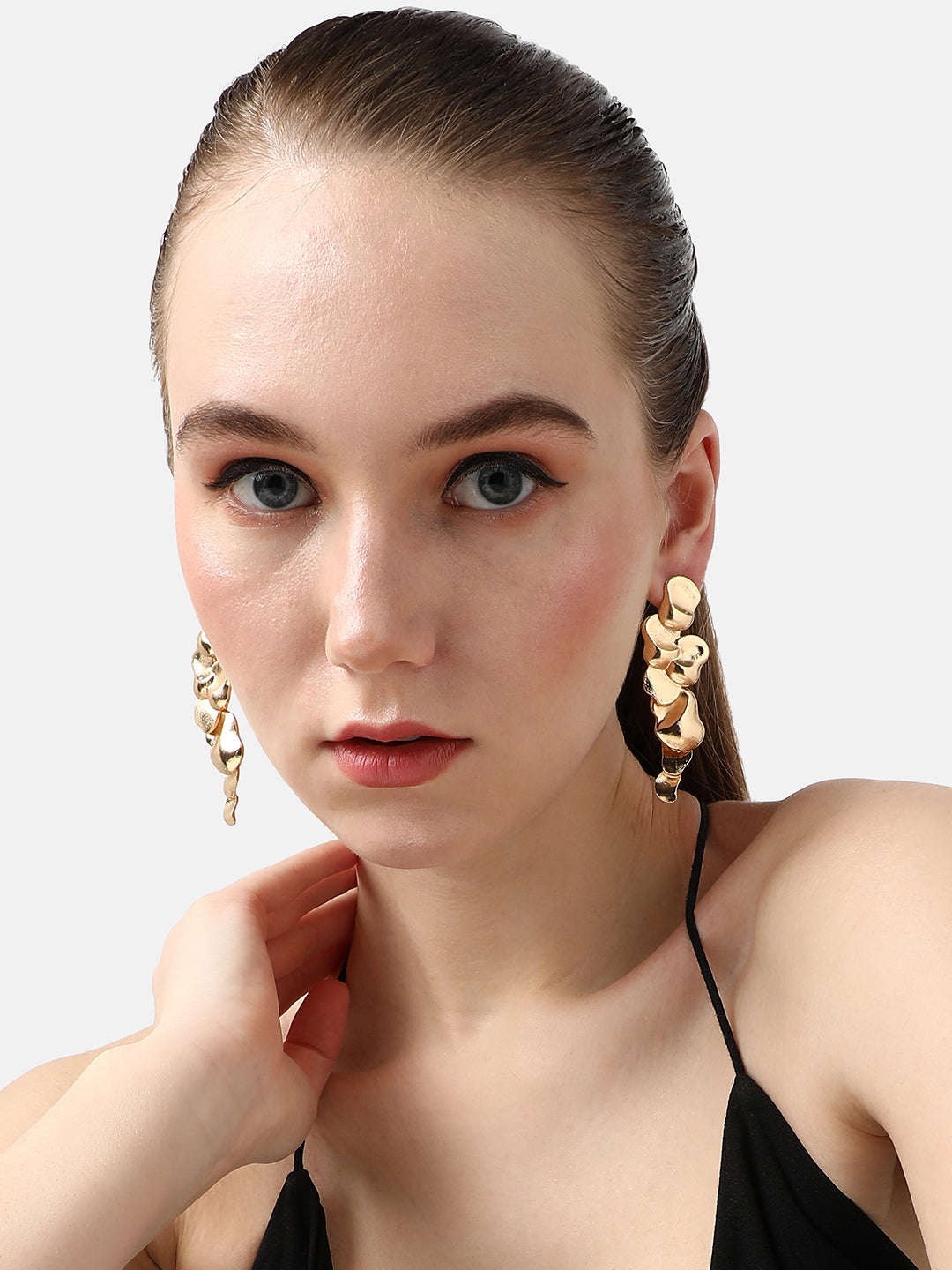 GOLD PLATED DESIGNER STONE EARRINGS