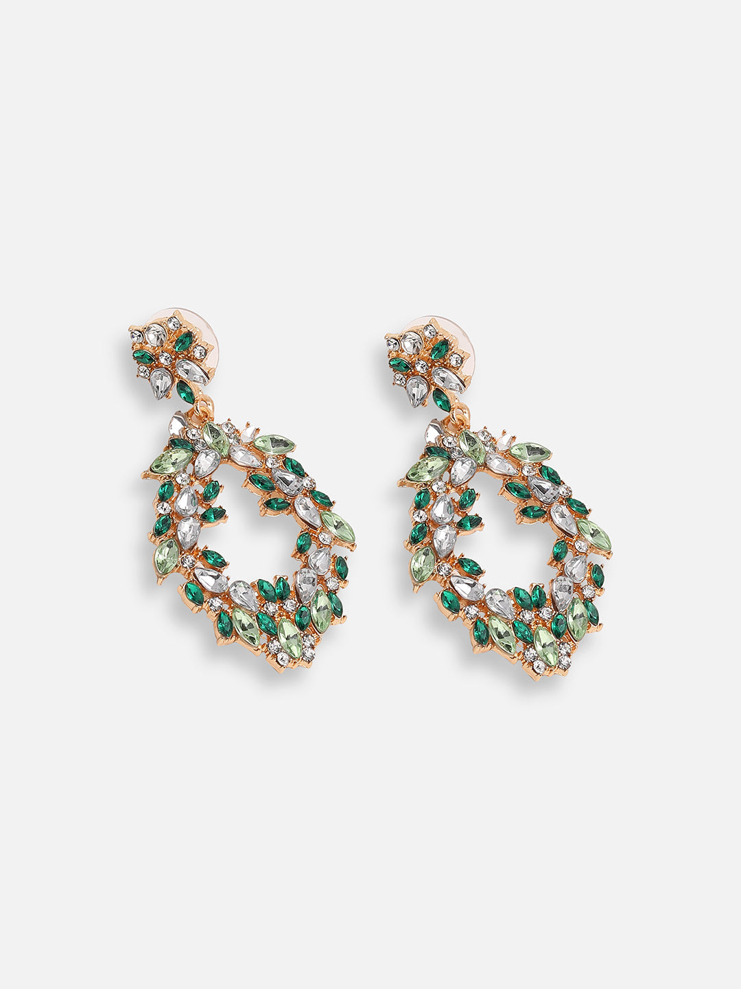 GOLD PLATED PARTY DESIGNER STONE DROP EARRING FOR WOMEN