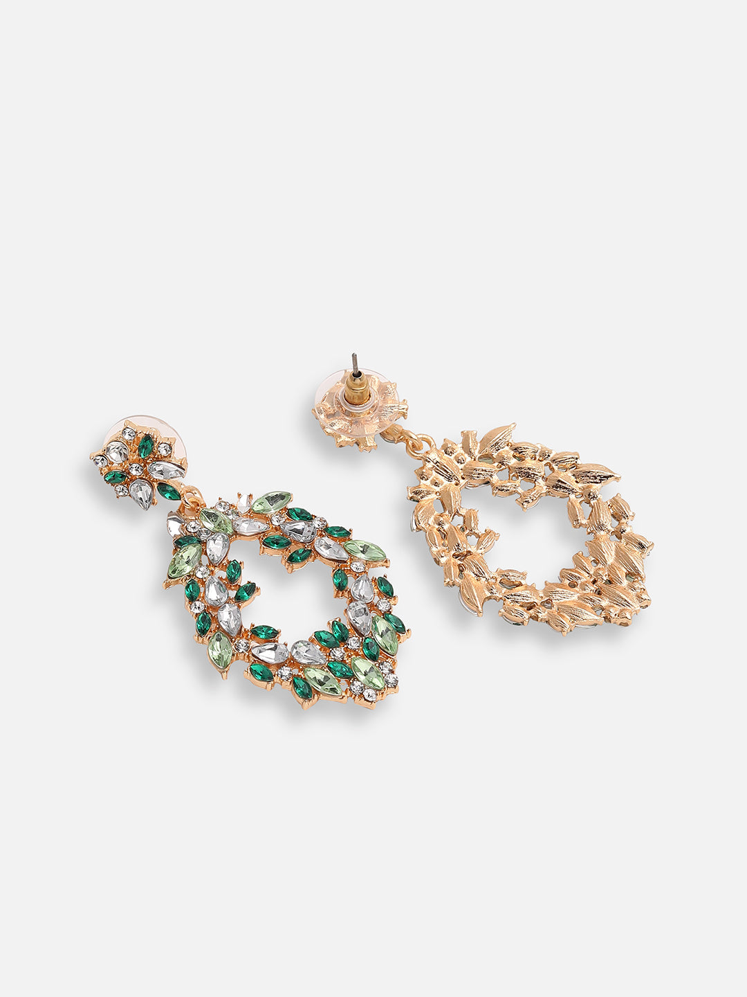 GOLD PLATED PARTY DESIGNER STONE DROP EARRING FOR WOMEN