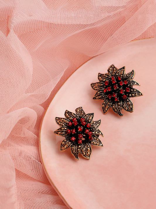 GOLD PLATED PARTY DESIGNER STONE STUD FOR WOMEN
