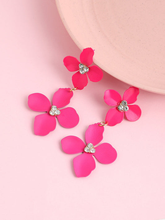 GOLD PLATED PARTY DESIGNER STONE DROP EARRING FOR WOMEN