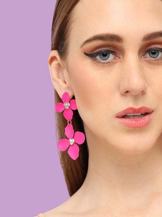 GOLD PLATED PARTY DESIGNER STONE DROP EARRING FOR WOMEN