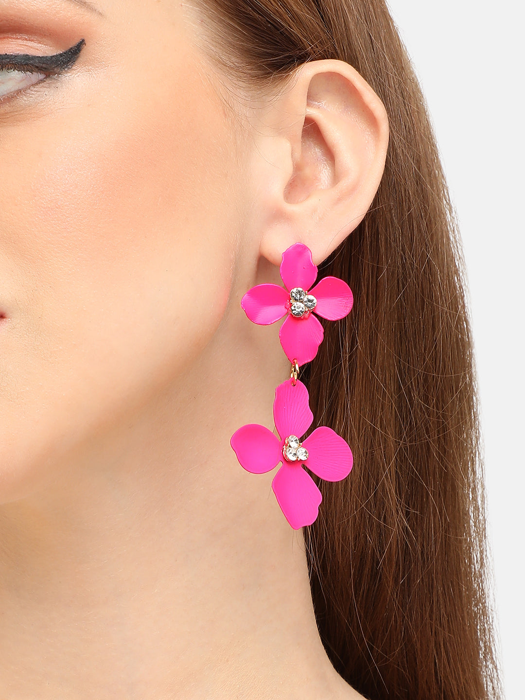 GOLD PLATED PARTY DESIGNER STONE DROP EARRING FOR WOMEN
