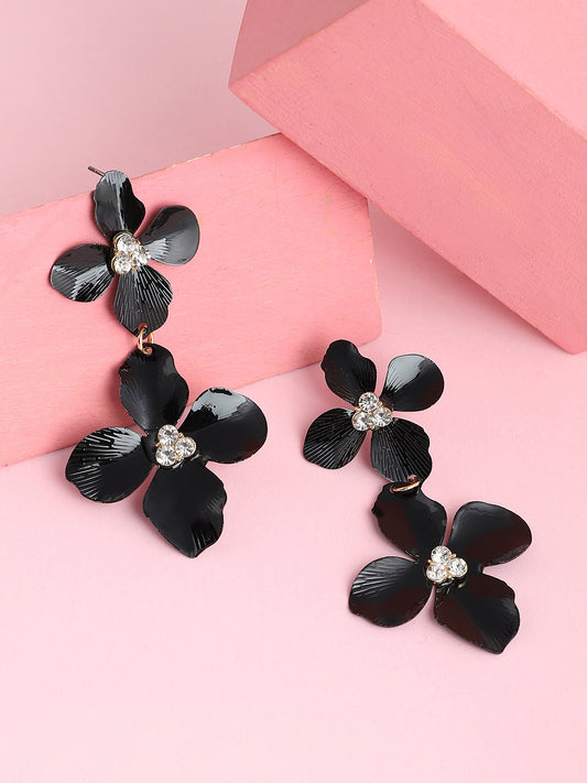 GOLD PLATED PARTY DESIGNER STONE DROP EARRING FOR WOMEN