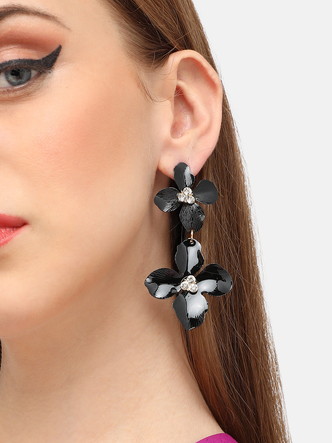 GOLD PLATED PARTY DESIGNER STONE DROP EARRING FOR WOMEN
