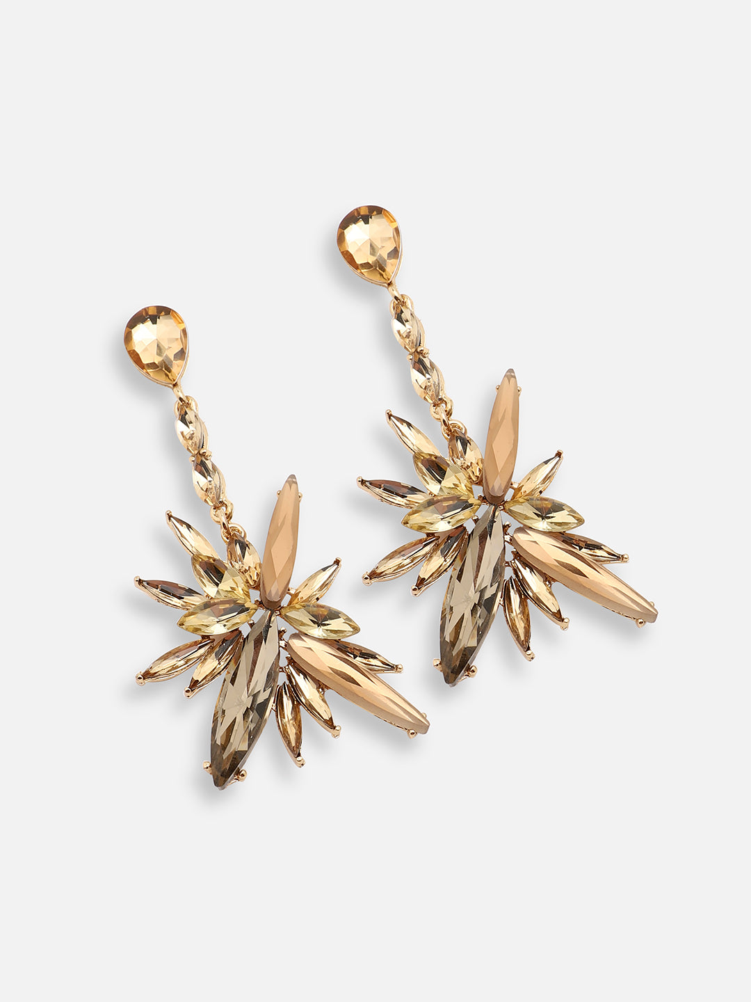 GOLD PLATED PARTY DESIGNER STONE DROP EARRING FOR WOMEN