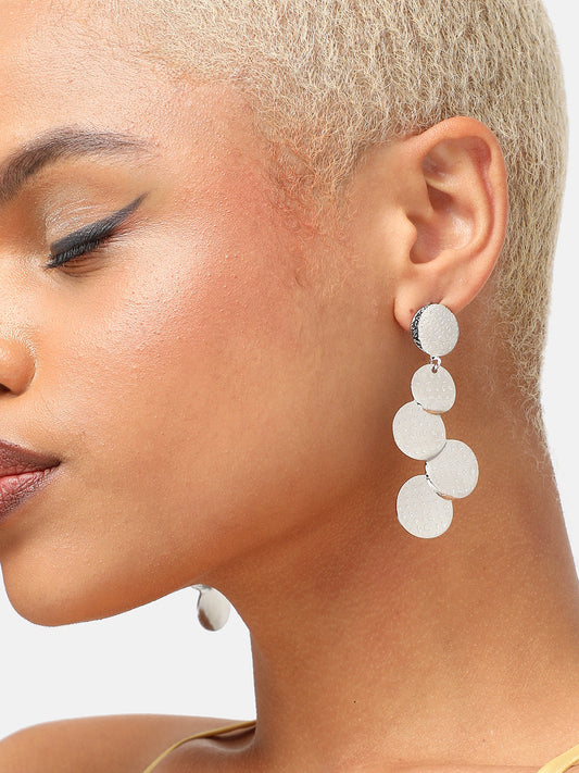 SILVER PLATED PARTY DESIGNER STONE DROP EARRING FOR WOMEN