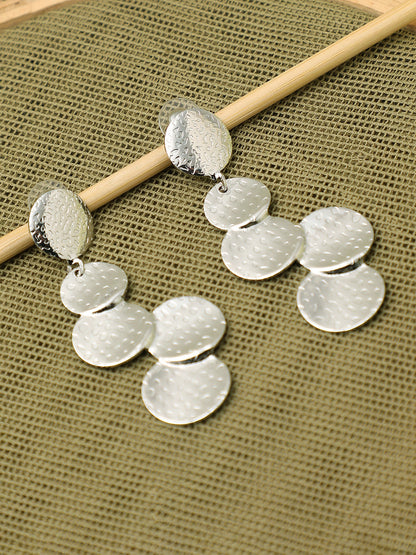 SILVER PLATED PARTY DESIGNER STONE DROP EARRING FOR WOMEN
