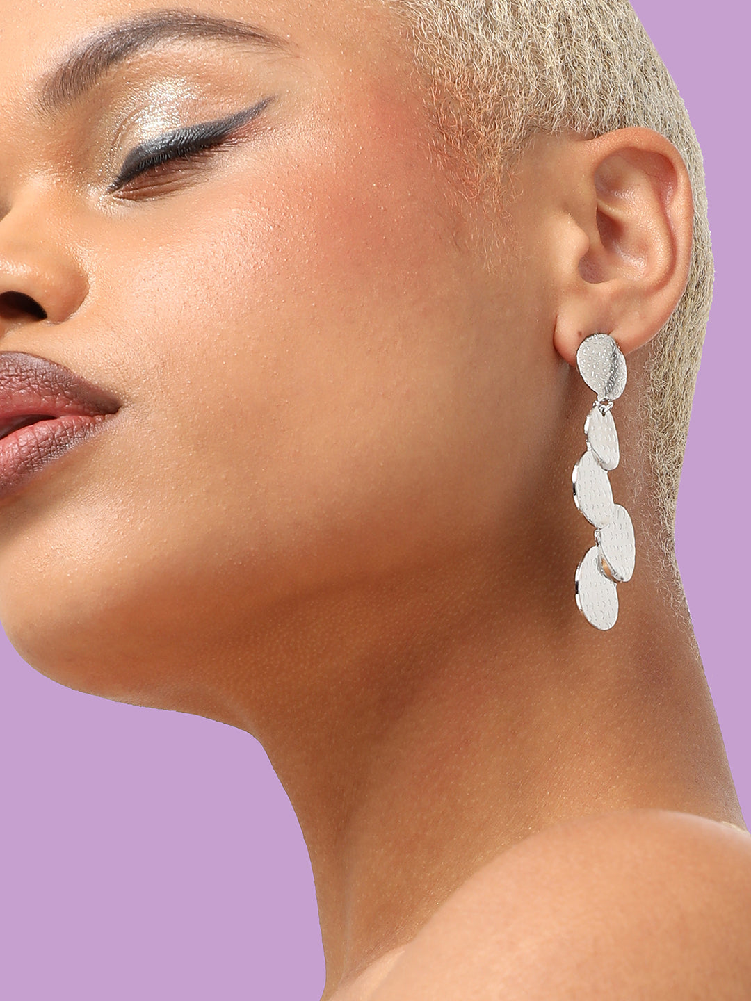 SILVER PLATED PARTY DESIGNER STONE DROP EARRING FOR WOMEN