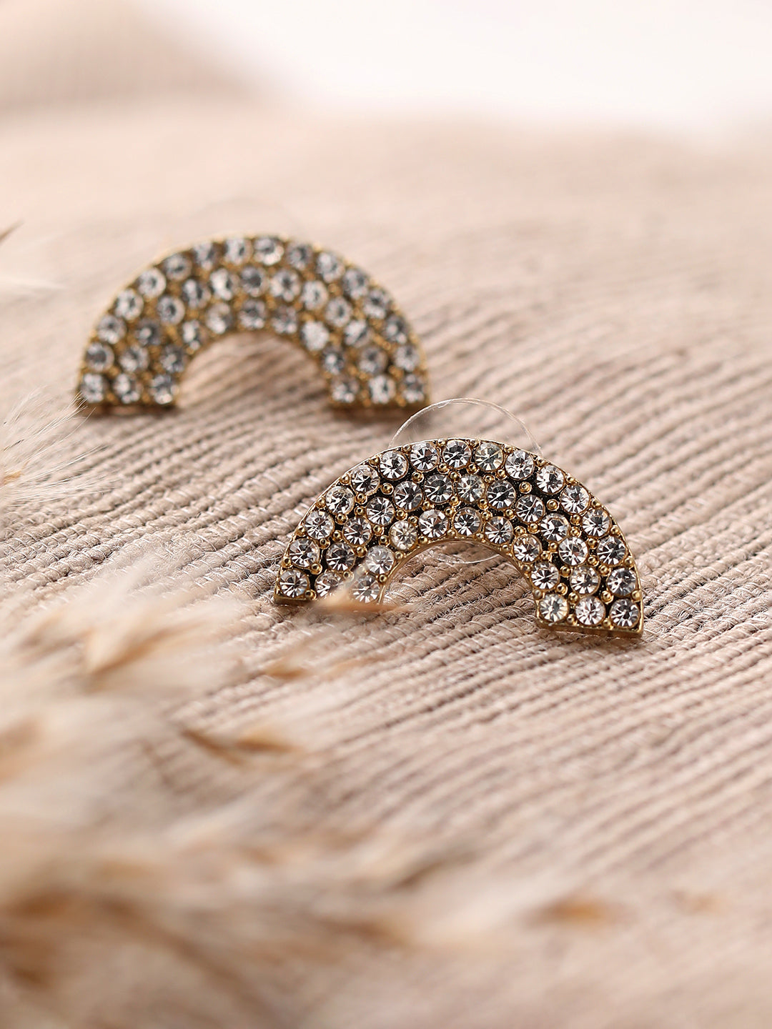 GOLD PLATED PARTY DESIGNER STONE STUD FOR WOMEN