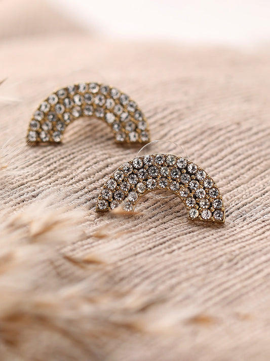 GOLD PLATED PARTY DESIGNER STONE STUD FOR WOMEN
