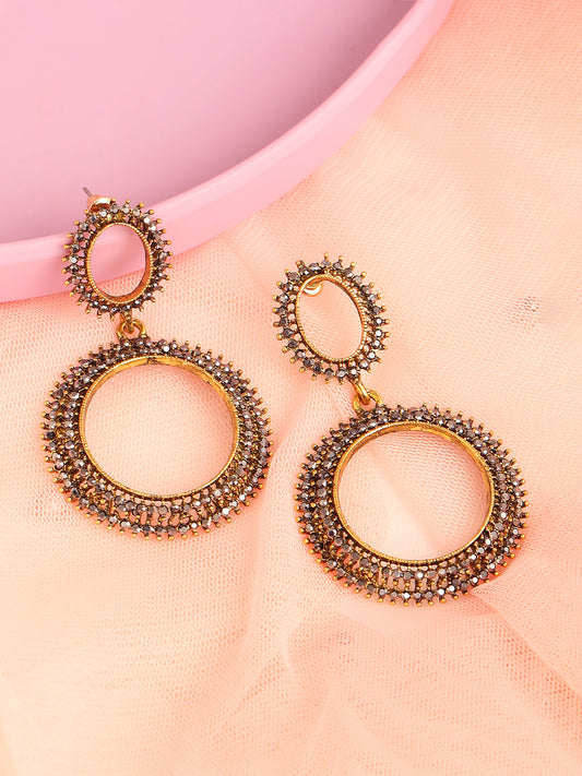 GOLD PLATED PARTY DESIGNER STONE DROP EARRING FOR WOMEN