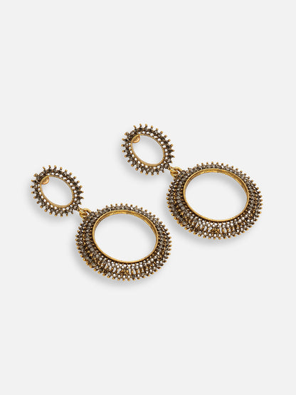 GOLD PLATED PARTY DESIGNER STONE DROP EARRING FOR WOMEN