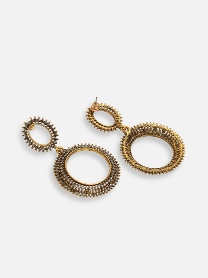 GOLD PLATED PARTY DESIGNER STONE DROP EARRING FOR WOMEN