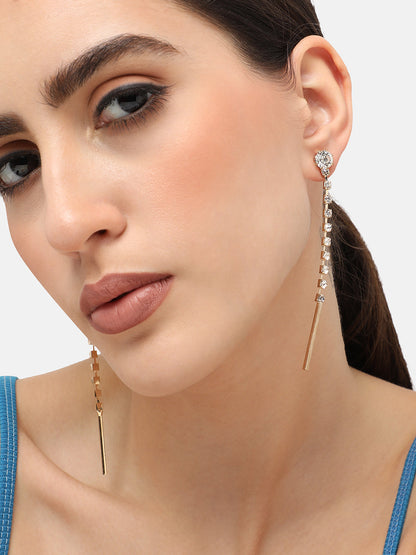 Gold Plated Party Designer Stone Drop Earring For Women