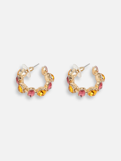 GOLD PLATED PARTY DESIGNER STONE DROP EARRING FOR WOMEN