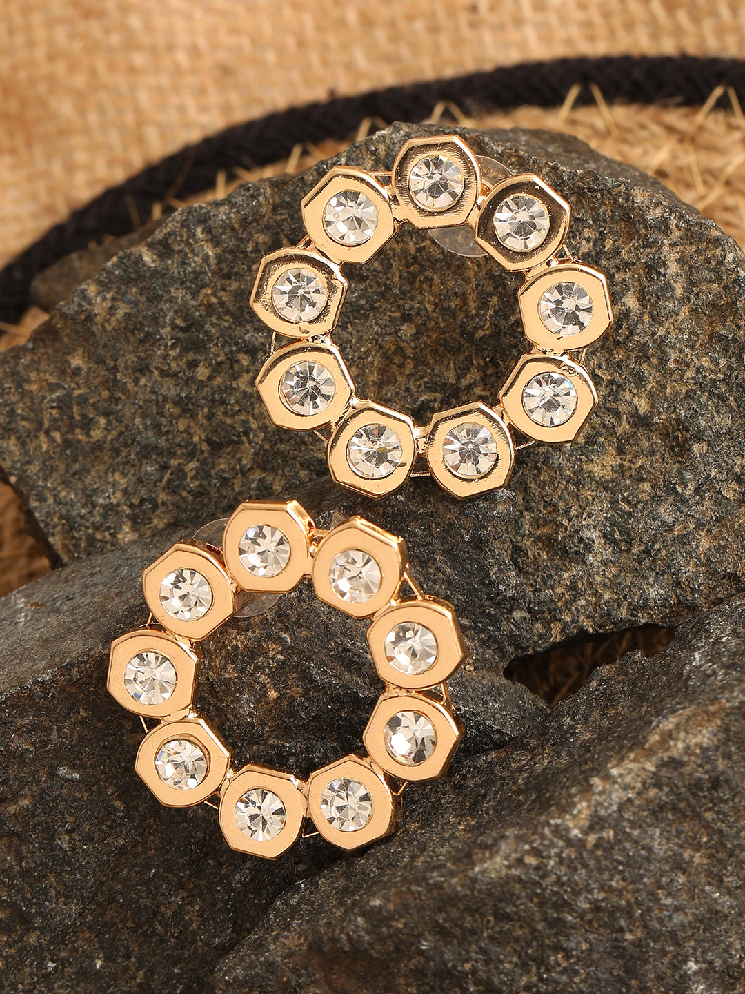 GOLD PLATED PARTY DESIGNER STONE STUD FOR WOMEN