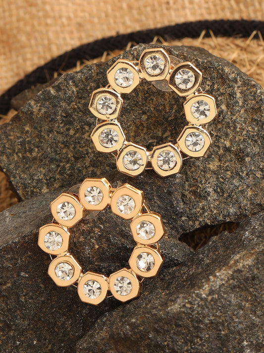 GOLD PLATED PARTY DESIGNER STONE STUD FOR WOMEN