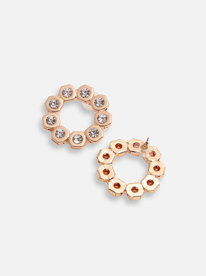 GOLD PLATED PARTY DESIGNER STONE STUD FOR WOMEN