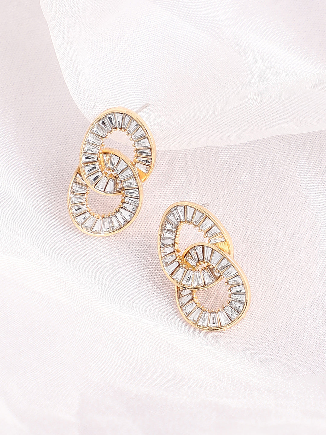 GOLD PLATED PARTY DESIGNER STONE DROP EARRING FOR WOMEN