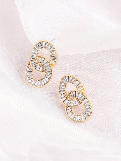 GOLD PLATED PARTY DESIGNER STONE DROP EARRING FOR WOMEN