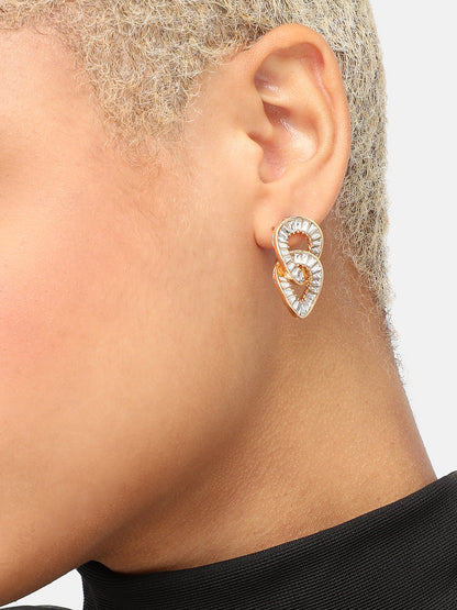 GOLD PLATED PARTY DESIGNER STONE DROP EARRING FOR WOMEN