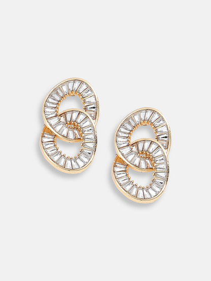 GOLD PLATED PARTY DESIGNER STONE DROP EARRING FOR WOMEN